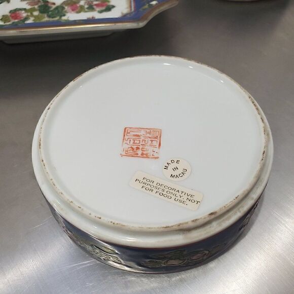 Bonsai Medallion Plate w/ 4 rice bowls Macau - Picture 8 of 9